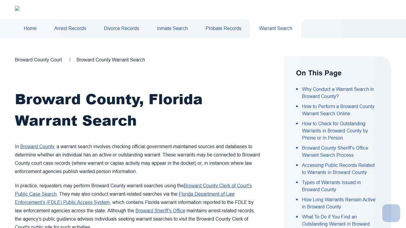 Broward County Warrant Search | Broward County Court
