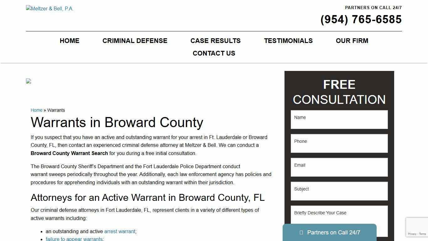 Attorney for Warrants in Broward County and Fort Lauderdale, FL